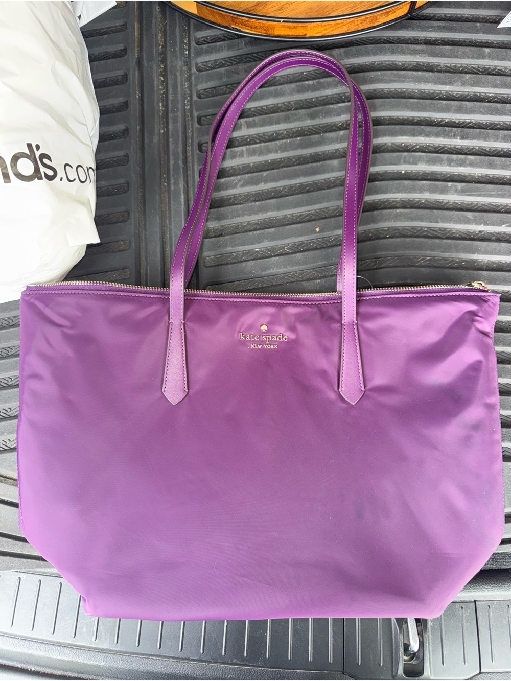 kate spade purple tote bag with double shoulder straps